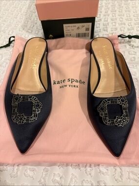 kate spade New York Blue Embellished buckle up slide